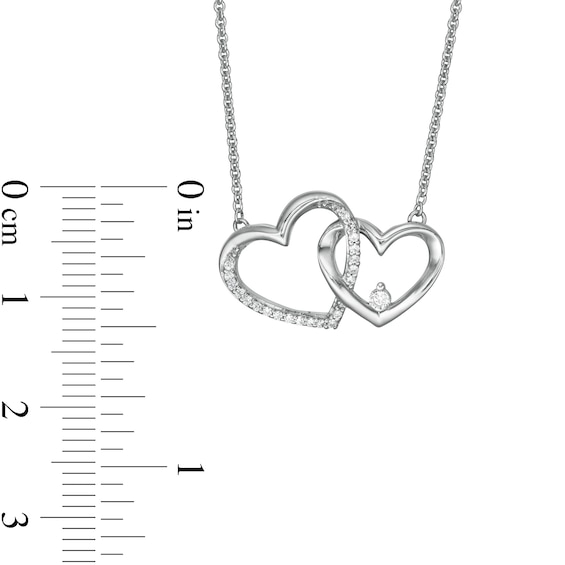 0.10 CT. T.W. Diamond Interlocking Hearts Necklace in Sterling Silver