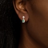 Thumbnail Image 1 of Emerald-Cut Emerald and 0.25 CT. T.W. Diamond Frame Drop Earrings in 14K Gold