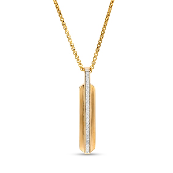 Men's 0.18 CT. T.W. Diamond Stripe ID Pendant in 10K Gold - 22"