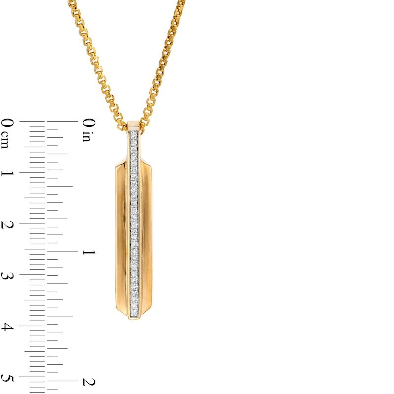 Main Image 3 of Men's 0.18 CT. T.W. Diamond Stripe ID Pendant in 10K Gold - 22&quot;