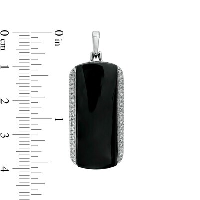 Men's Onyx and 0.30 CT. T.W. Diamond Edge ID Necklace Charm in 10K White Gold