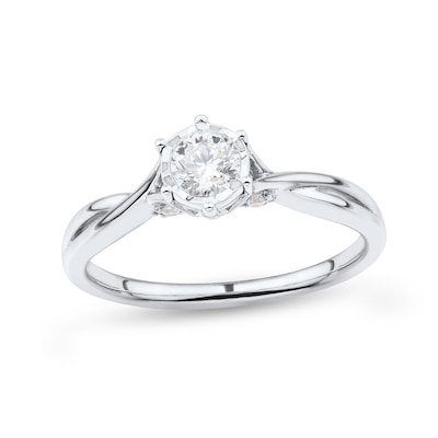 0.45 CT. T.W. Diamond Twist Shank Engagement Ring in 10K White Gold