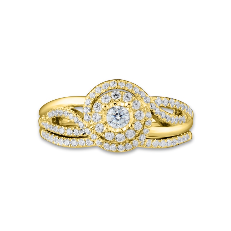 0.45 CT. T.W. Diamond Double Frame Split Shank Bridal Set in 10K Two-Tone Gold|Peoples Jewellers