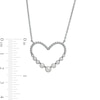 2.0-5.0mm Freshwater Cultured Pearl Graduated Rope-Textured Heart Outline Necklace in Sterling Silver