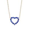 Thumbnail Image 0 of Blue Lab-Created Sapphire Heart Outline Necklace in 10K Gold