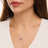 Thumbnail Image 1 of Blue Lab-Created Sapphire Heart Outline Necklace in 10K Gold