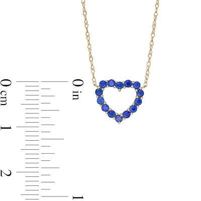 Blue Lab-Created Sapphire Heart Outline Necklace in 10K Gold