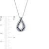 Blue Sapphire and 0.20 CT. T.W. Diamond Border Graduated Triple Row Loop Teardrop Pendant in 14K White Gold