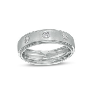 Men's 0.33 CT. T.W. Diamond Three Stone Wedding Band in 10K Gold