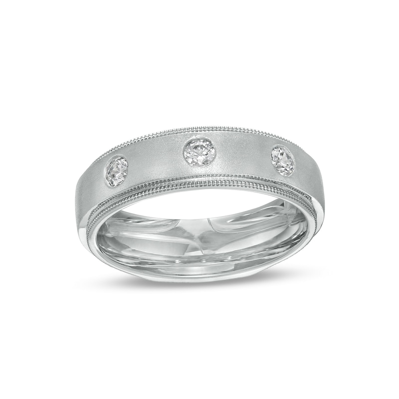 Men's 0.33 CT. T.W. Diamond Three Stone Wedding Band in 10K White Gold|Peoples Jewellers