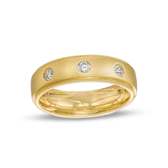 Men's 0.33 CT. T.W. Diamond Three Stone Wedding Band in 10K Gold