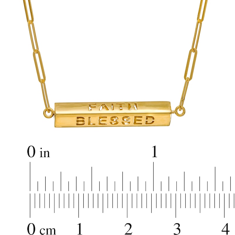 Cut-Out Message Rotating Three-Dimensional Bar Necklace in 10K Gold|Peoples Jewellers