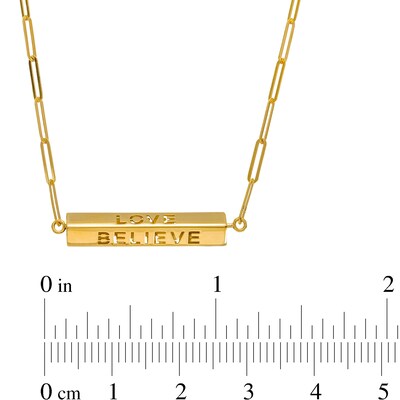 Cut-Out Message Rotating Three-Dimensional Bar Necklace in 10K Gold