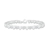 Heart-Shaped White Lab-Created Sapphire and Trio in Heart Frame Alternating Line Bracelet in Sterling Silver - 7.25"