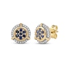 Thumbnail Image 0 of Men's Blue Sapphire and 0.115 CT. T.W. Diamond Cluster Frame Trio Accent Stud Earrings in 10K Gold