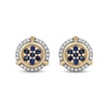 Thumbnail Image 2 of Men's Blue Sapphire and 0.115 CT. T.W. Diamond Cluster Frame Trio Accent Stud Earrings in 10K Gold