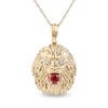 Thumbnail Image 0 of Men's 4.0mm Ruby and Diamond Accent Lion Head Pendant in 10K Gold - 22"