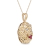 Thumbnail Image 1 of Men's 4.0mm Ruby and Diamond Accent Lion Head Pendant in 10K Gold - 22"