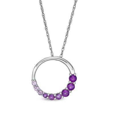 Journey Amethyst Ombre Open Circle Pendant in 10K White Gold