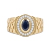 Thumbnail Image 3 of Men's Oval Blue Sapphire and 0.18 CT. T.W. Diamond Frame Nugget Shank Ring in 10K Gold