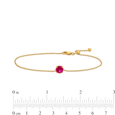 6.0mm Lab-Created Ruby Solitaire Adjustable Bracelet in 10K Gold - 7.5"