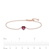 7.0mm Heart-Shaped Rhodolite Garnet Solitaire Adjustable Bracelet in 10K Rose Gold - 7.5"