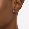 Thumbnail Image 2 of 6.0mm Cushion-Cut Amethyst Solitaire Rope-Textured Frame Stud Earrings in Sterling Silver and 10K Gold