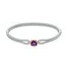 Thumbnail Image 0 of 7.0mm Amethyst Solitaire Rope-Textured Frame Double Row Loop Split Bangle in Sterling Silver and 10K Gold