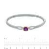 Thumbnail Image 2 of 7.0mm Amethyst Solitaire Rope-Textured Frame Double Row Loop Split Bangle in Sterling Silver and 10K Gold