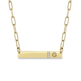 Diamond Accent Engravable Bar Necklace (1 Initial)