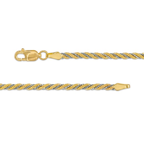 Men's 2.43mm Box and Rope Twist Chain Necklace in Hollow 10K Two-Tone Gold – 20"