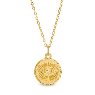 Diamond-Cut Evil Eye Disc Pendant in 10K Gold