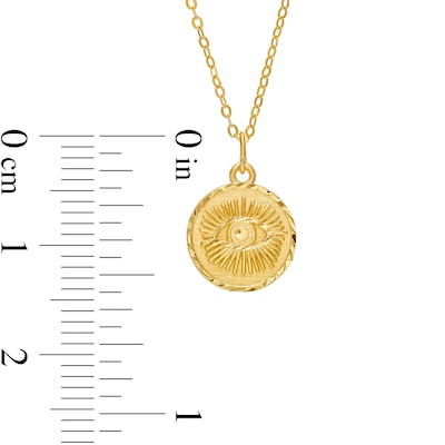 Diamond-Cut Evil Eye Disc Pendant in 10K Gold