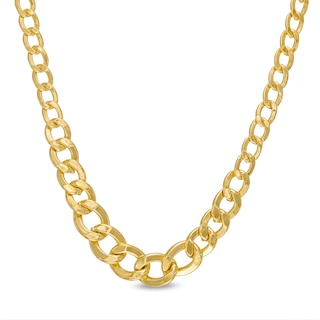 Graduated Curb Chain Necklace in Hollow 14K Gold – 18"