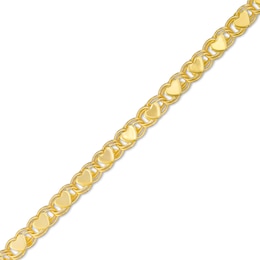 Ladies' 3.0mm Mirror Heart Chain Bracelet in Solid 10K Gold - 7.25&quot;