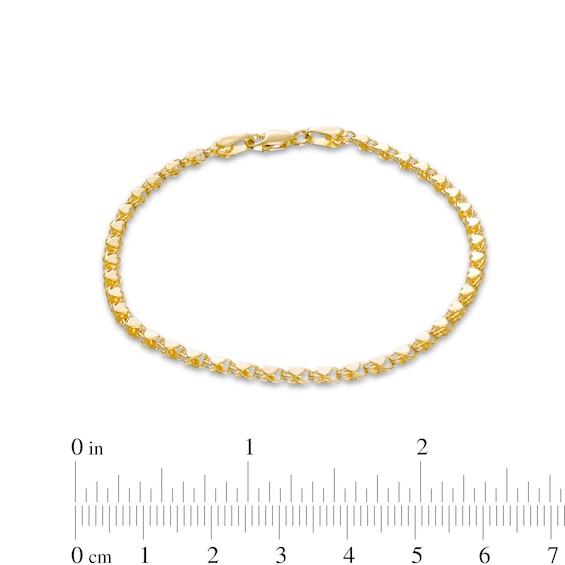 Ladies' 3.0mm Mirror Heart Chain Bracelet in Solid 10K Gold - 7.25"