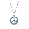 Thumbnail Image 0 of Blue Lab-Created Sapphire Peace Sign Pendant in 10K White Gold