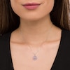 Thumbnail Image 1 of Blue Lab-Created Sapphire Peace Sign Pendant in 10K White Gold
