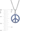 Thumbnail Image 3 of Blue Lab-Created Sapphire Peace Sign Pendant in 10K White Gold