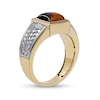 Thumbnail Image 1 of Men's 8.0mm Square-Cut Tiger's Eye and 0.04 CT. T.W. Diamond Basket Weave Ring in 10K Two-Tone Gold