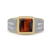 Men's 8.0mm Square-Cut Tiger's Eye and 0.04 CT. T.W. Diamond Basket Weave Ring in 10K Two-Tone Gold