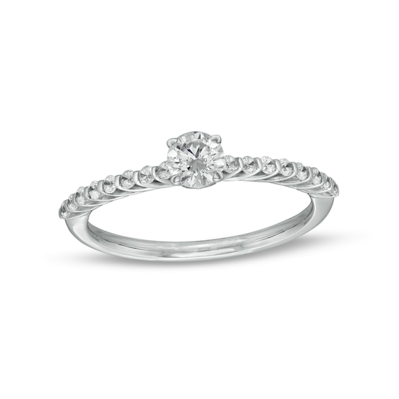 0.45 CT. T.W. Diamond Cascade Shank Engagement Ring in 14K White Gold (I/I2)