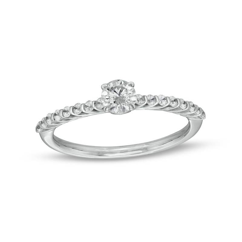 0.45 CT. T.W. Diamond Cascade Shank Engagement Ring in 14K White Gold (I/I2)|Peoples Jewellers
