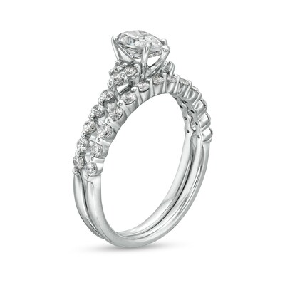 0.95 CT. T.W. Pear-Shaped Diamond Bridal Set in 14K White Gold (I/SI2)