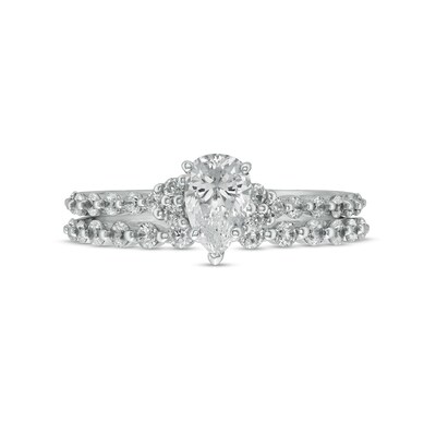 0.95 CT. T.W. Pear-Shaped Diamond Bridal Set in 14K White Gold (I/SI2)