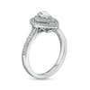 0.75 CT. T.W. Certified Canadian Pear-Shaped Diamond Double Frame Engagement Ring in 14K White Gold (I/I1)