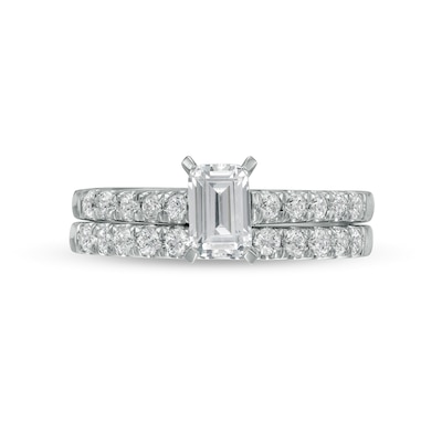 1.00 CT. T.W. Certified Canadian Emerald-Cut Diamond Bridal Set in 14K White Gold (I/I1)