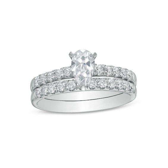 1.00 CT. T.W. Certified Canadian Pear-Shaped Diamond Bridal Set in 14K White Gold (I/I1)