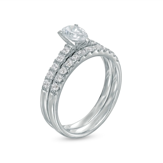 1.00 CT. T.W. Certified Canadian Pear-Shaped Diamond Bridal Set in 14K White Gold (I/I1)