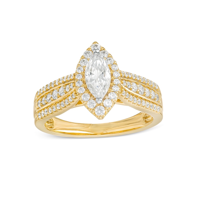 0.95 CT. T.W. Marquise Diamond Frame Triple Row Engagement Ring in 14K Gold (I/I2)|Peoples Jewellers